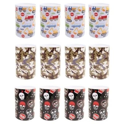 Image of FabFinds Money Tin Box Cant Open for Kids Adults 12 Pack (Camoflauge Black &amp; Sky blue)