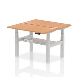 Image of Air B2B 1200x600mm Height Adjustable 2P Bench Desk CP Oak/Silver