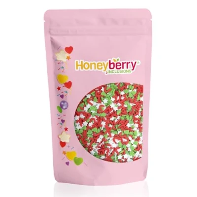 Image of HONEYBERRY INCLUSIONS Christmas Sprinkles 200g Premium Edible Decorating Mix for Baking, Cupcake and Cake Decorations, Ice Cream, Dessert Icing Decoration Toppers
