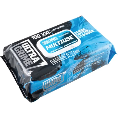 Image of UltraGrime PRO Multiuse Cleaning Wet Wipes Big Professional Disposable Tougher Multi Purpose Heavy Duty Grime Cloths (100 Thick Large Wipes)