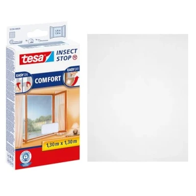 Image of tesa Insect Stop COMFORT for Windows Window Screen with Self Adhesive Hook &amp; Loop Mesh in White, 130 cm x