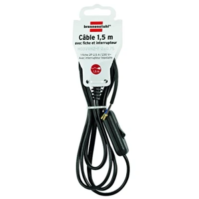 Image of Brennenstuhl 1161811 H03VVH2 F 2 x 0.75 Plug/Switch Cable 1.5m Black