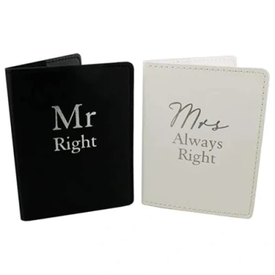 Image of Amore Set 2 Passport Holders Mr Right &amp; Mrs Always