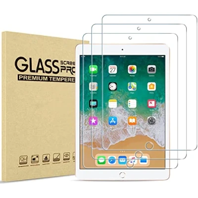 Image of ProCase 3 Pack for iPad 9.7 Screen Protector (iPad 6th/5th Generation, 2018/2017), Pro 9.7, Air 2 / Tempered Glass Film Clear