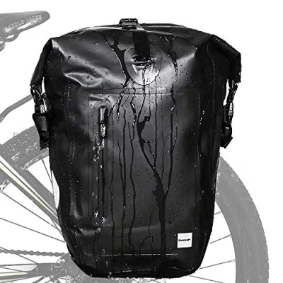 Image of Rhinowalk 25L Bike Pannier Bag Waterproof Bicycle Rear Seat for Cycling Bicycling Traveling Riding, Black