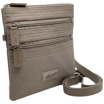 Image of Spirit Lightweight Small 4 Section Crossbody Travel Summer Shoulder Bag Zipper Closure (Mink)