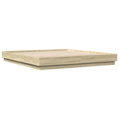 Image of vidaXL Bed Frame with LED without Mattress Sonoma Oak 200x200 cm