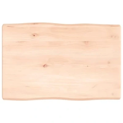 Image of vidaXL Untreated Solid Oak Wood Table Top Handcrafted with Live Edge Design, Versatile and Customizable for Home &amp; Commercial Settings, Measure 60x40x4 cm