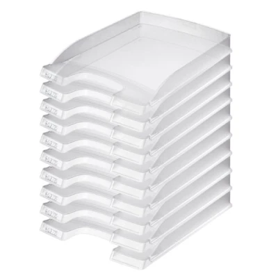 Image of Leitz Plus Letter Tray Slim 35 mm Pack of 10 Height 37 Transparent/Frosted