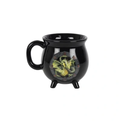 Image of Black New Bone China Mabon Cauldron Mug by Anne 10cm x (1 Pc.) Colour Changing Magic Mug, Unique Witchcraft Brew Design Perfect for Home Decor