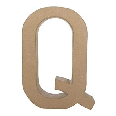 Image of Décopatch Ref AC410O Papier Maché Alphabet Funny Lowercase Letter &quot;Q&quot; Fun to Decorate Using Papers, Glue &amp; Varnish, 5 x 22 23cm Brown