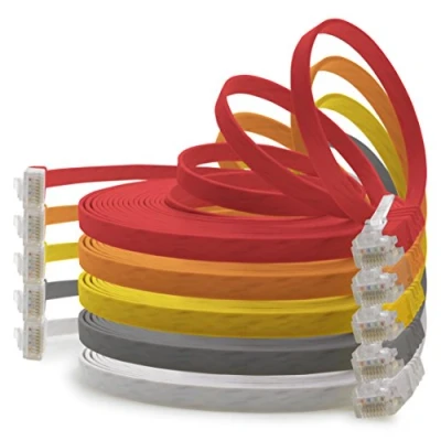Image of 1aTTack.de 5m 5 colors (01) Cat6 Ethernet cable flat network lan Cat 6 very thin and slim 1000 Mbit/s