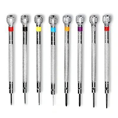 Image of XPOOS 8 Pieces Precision Screwdriver Set,Watch Set,Reversible Blade Screwdriver,Jewelry Work Tools for Watch Eyeglasses Jewelry Repair