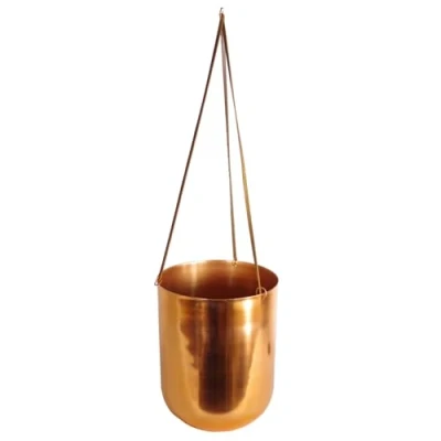 Image of Copper Hanging Planter 18 x 22cm Leaf