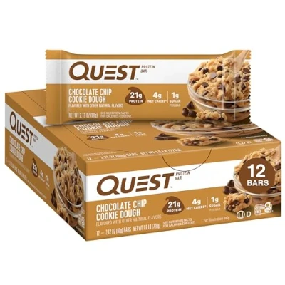 Image of Quest Nutrition 60g Chocolate Chip Cookie Dough Protein Bar Pack of 12