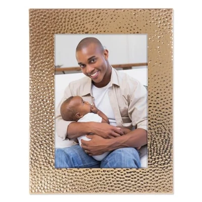 Image of Lawrence Frames Hammered Polished Metal Picture Frame, 5x7, Gold