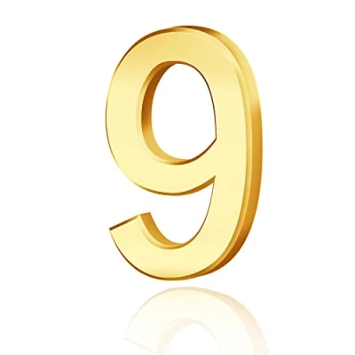 Image of 3D Mailbox Numbers 0 9 House Door Self adhesive Stickers For Apartment Hotel Street Room Address (Gold) (9)