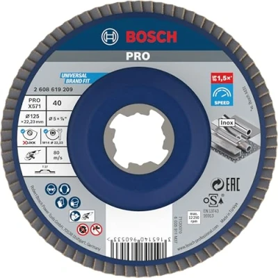 Image of Bosch Professional 1x Straight Flap Disc Best (for Metal, X LOCK, X571, Diameter 125 mm, Grit Size K40, Bore 22.23 Accessories for Angle Grinders)