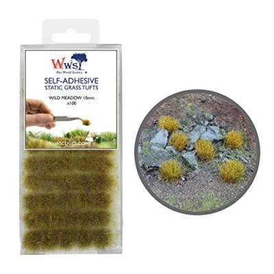Image of War World Scenics Self Adhesive Static Grass Tufts x 100 Wild Meadow, 10mm Model Railway Wargame Scenery Railroad Modelling Diorama Miniature Hobby Tabletop