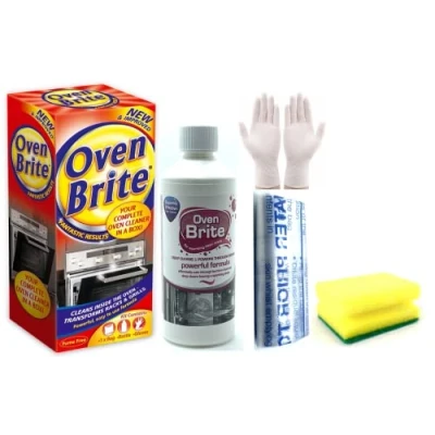 Image of Oven Cleaner Brite Antibacterial Cleaning Kit 500 ml Bottle Rack Bags and Gloves Included Complete with Degreaser Sponge