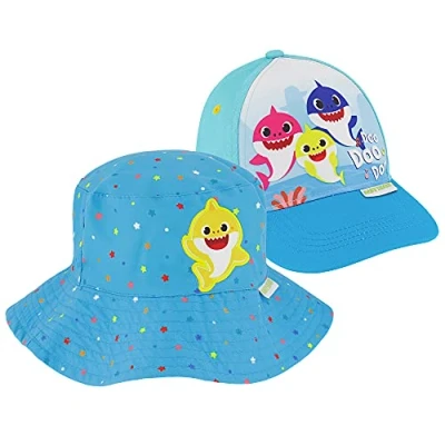 Image of Nickelodeon Kids Boys, Baby Shark Toddler Cap and Girl Sunhat, UPF 50+ UV Sun Protection Boonie Ages 2 4, Bucket Baseball Hat, 4T