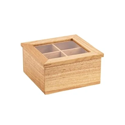 Image of Olympia Mini Hevea Wood Tea Box with New Useful Features for Better Experience