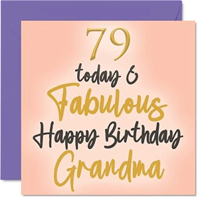 Image of Fabulous 79th Birthday Cards for Grandma 79 Today &amp; Happy Card from Granddaughter Grandson, Gifts, 145mm x Lovely Greeting Gift