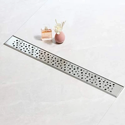 Image of SaniteModar 60 cm Linear Shower Drain, Bubble Panel Drain with Siphon, Brushed 304 Stainless Steel Leveling Feet