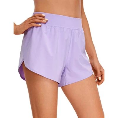 Image of CRZ YOGA Women&#039;s Mid Waisted Running Shorts Side Split Quick Dry Sports Lightweight Gym with Liner Lilac 8