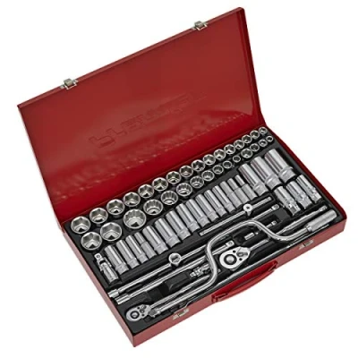 Image of Sealey Premier Socket Set 64pc 3/8&quot; &amp; 1/2&quot;Sq Drive 6pt WallDrive® Metric/Imperial