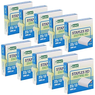 Image of D.RECT Staples 23/13 for Office Staplers Stapler Packaging 10000 Pieces 10 x 1000