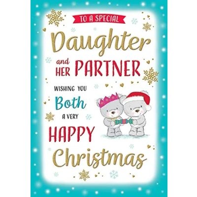Image of Piccadilly Greetings Cute Christmas Card Daughter &amp; Partner 9 x 6 inches Regal Publishing