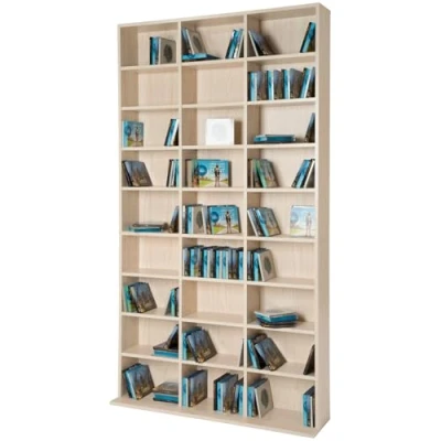 Image of TecTake CD Bookcase Storage Shelf Cabinet Adjustable Tower Rack Wooden Case Book, Bluray, DVD, Video Games Organiser up to 1080 CD&#039;s
