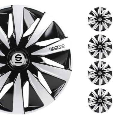 Image of Sparco SPC1591BKSV Wheel covers Lazio 15 inch, Black/Silver