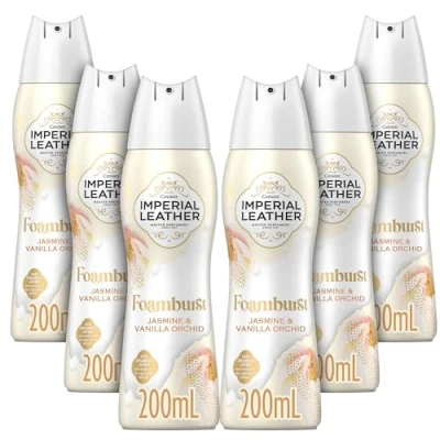 Image of Imperial Leather Foamburst Moisturising Shower Gel, Jasmine &amp; Vanilla Orchid Body Wash, Luxurious Foam Lather, Gentle Skin Care, Bulk Buy, Pack of 6 x 200ml