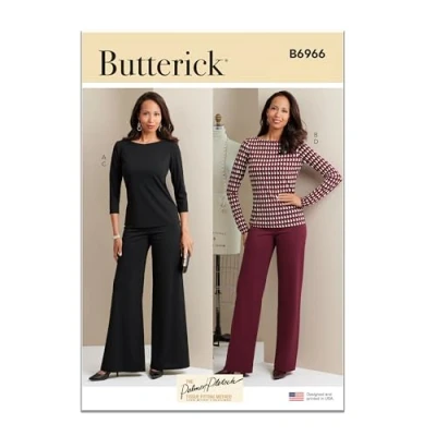 Image of BUTTERICK B6966A5 Misses&#039; Knit Tops and Pants A5 (6 8 10 12 14)