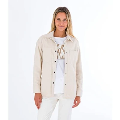 Image of Hurley Women&#039;s W Oceancare Corduroy Overshirt Shirt, Marshmallow, S