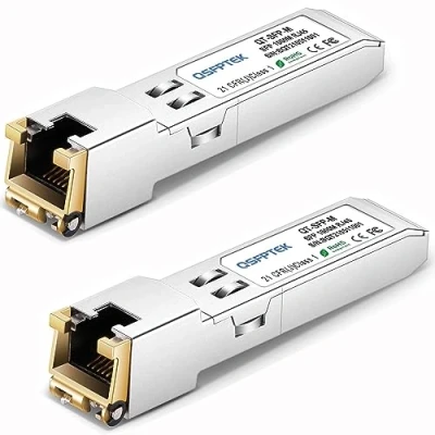 Image of QSFPTEK 2Pack 1000BASE T RJ45 Copper SFP Transceiver, to 1G Module for Cisco GLC T/SFP GE T, Ubiquiti UF 1G, Meraki MA 1GB TX, D Link, Supermicro, Netgear, up 100m
