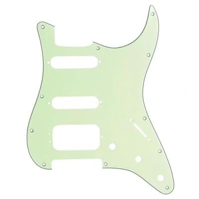 Image of Musiclily Pro 11 Hole Round Corner HSS Guitar Strat Pickguard for USA/Mexican Stratocaster 3 screw Humbucking Mounting Open Pickup, 3Ply Mint Green