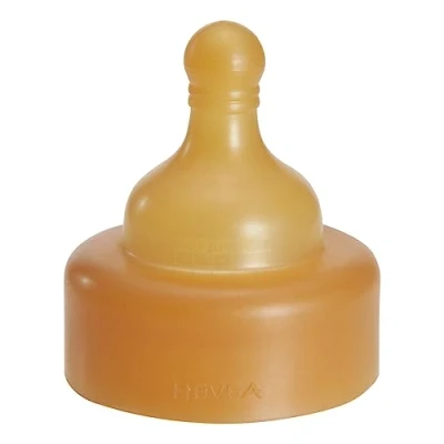Image of HEVEA Wide Neck Baby Bottle Nipple Slow Flow Glass for Newborn Babies Single Pack 100% Natural Rubber 0+ Months