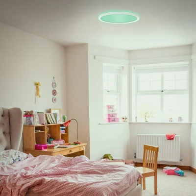 Image of BRILONER Leuchten LED Panel, dimmable Ceiling Light, lamp, RGB, Colour Control, Backlight, incl. Remote 15 watts, 1,850 lumens, 4,000 Kelvin, White, Ø 29.3cm
