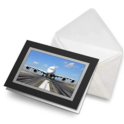 Image of Greeting Cards Black (Insert) A380 Airbus Plane Runaway Pilot Blank Greetings Card Birthday Kids Party Boys Girls #8108