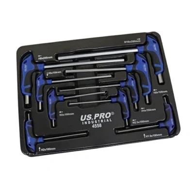 Image of US PRO INDUSTRIAL 9pc Premium T Handle Hex Allen Keys/Screwdriver Set H1.5 H10 4558