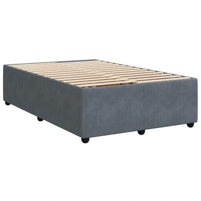 Image of vidaXL Small Double Bed Frame/Bedstead Dark Grey Velvet, 120x190 cm, Modern Bedroom Furniture, Solid Pine Wood Construction