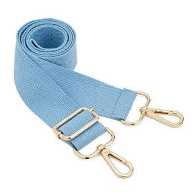 Image of Wide Shoulder Bags Strap,Adjustable Replacement Bag Strap with Metal Swivel Hooks Soft Canvas Purse Straps Belt Messenger Changeable For Crossbody Handbag(Gold Light Blue)