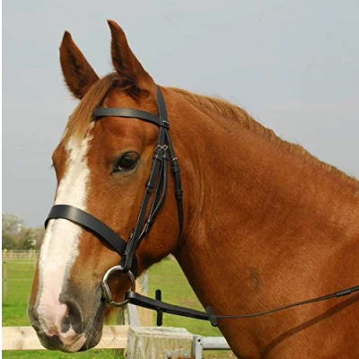 Image of Snowhill Heritage English Leather Hunter Bridle, Wide Cavesson Noseband. Full, Havana