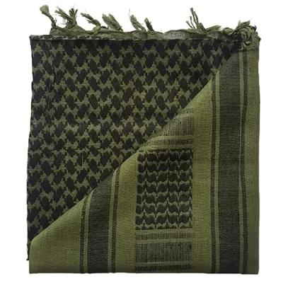 Image of Cotton Shemagh Tactical Desert Keffiyeh Scarf Arab Sun Hat Wrap Soft SAS Army Military Heack Neck Mask (Olive Black)