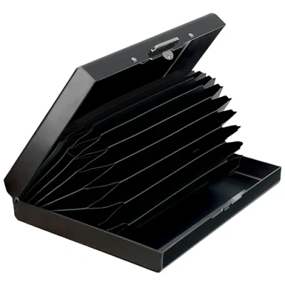 Image of MyGadget Aluminium Wallet 10 Slots Credit Card Holder with RFID &amp; NFC Blocking Protection Hard Case Compact Safe Travel Protector Unisex in Black