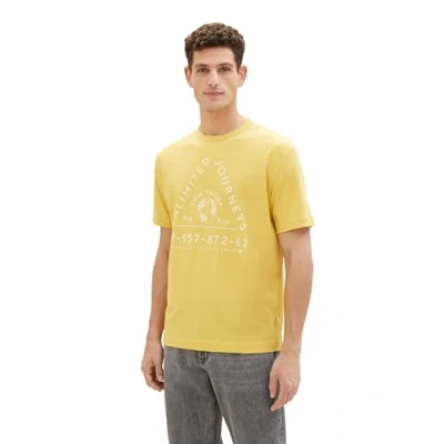 Image of TOM TAILOR Men&#039;s 1039644 T Shirt, 34211 Primerose Yellow Beige Grindle, S