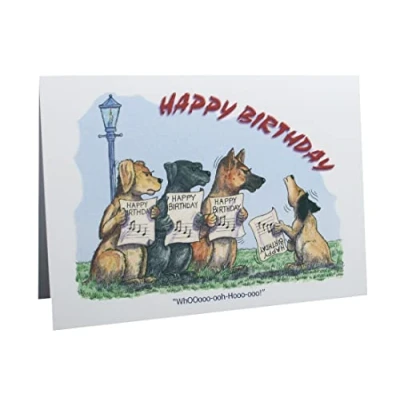Image of Dogs Happy Birthday Humour Cartoon A5 Funny Blank Greeting Card by Armand Foster